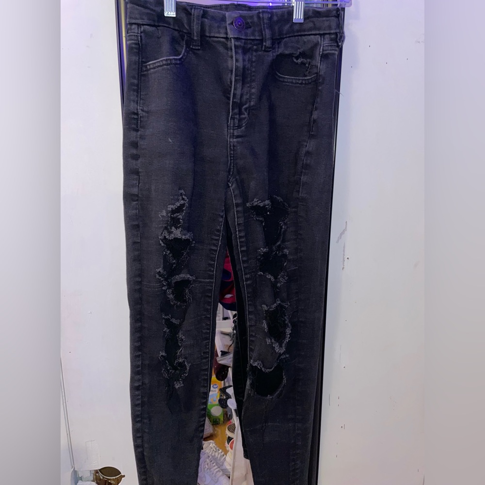 American eagle black ripped jeans